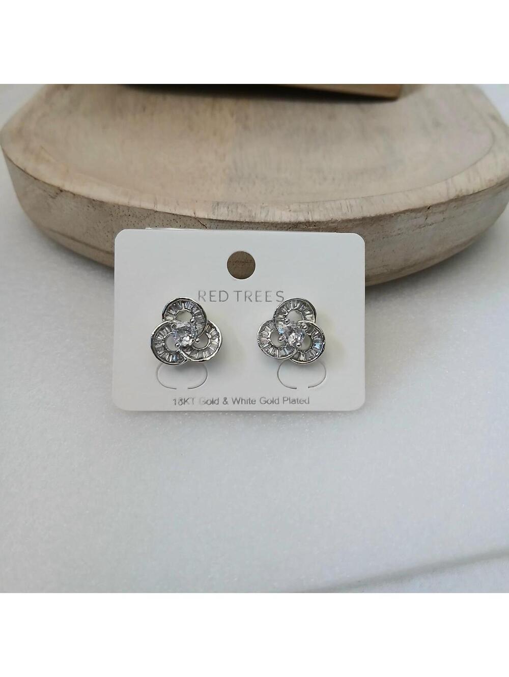 silver gold plated earrings with three interlocking rings